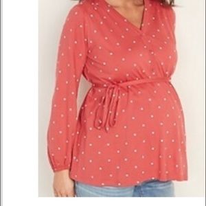 Maternity wrap tie front V neck